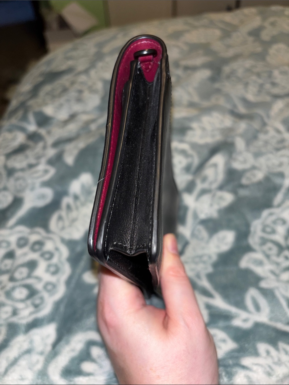 Coach Black Leather Clutch with Metallic Purple Panels - Picture 9 of 11